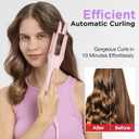 Automatic Curling Iron, 1.25 Inch Hair Curler with 4 Temp. Options, 10S Fast Heating, 2-Way Rotation, 30 Min Auto Shut-Off, Anti-Scald-Tangle for Long Hair, Dual Voltage for Travel (Pink)