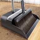 Broom with Dustpan Combo Set, Broom and Dustpan Set with 51.6" Long Handle & Two Broom Heads, Brooms with Dust Pan Teeth for Pet Hair, Indoor&Outdoor Sweeping, Home, Kitchen, Office