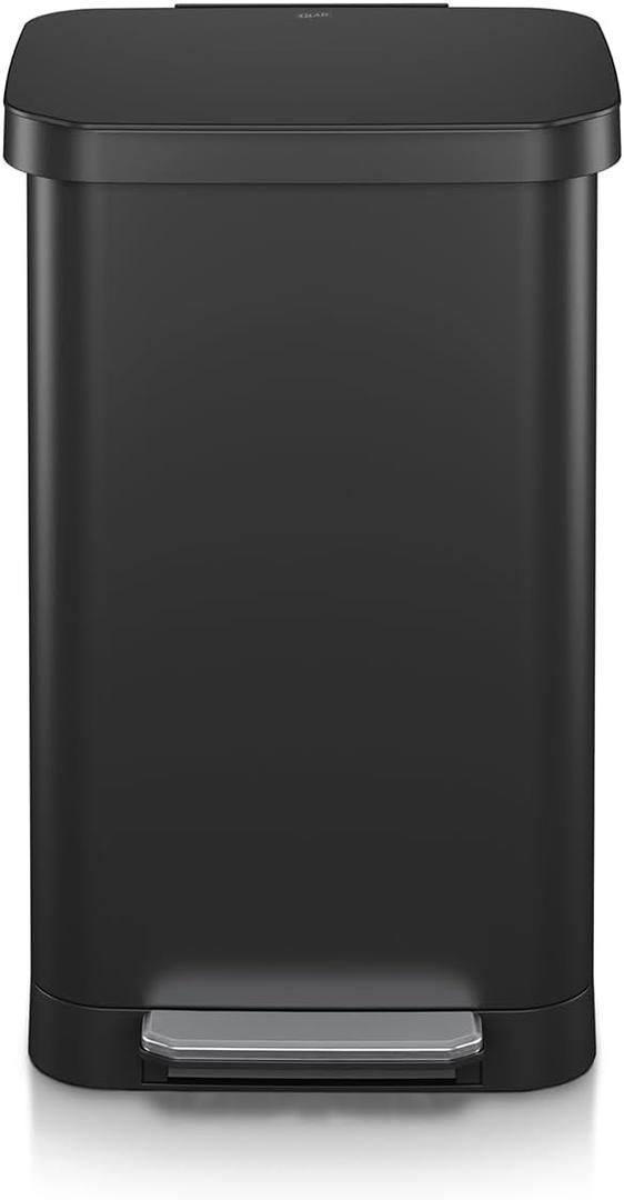 Glad Stainless Steel Step Trash Can, Series 2 with Clorox Protection - Large Black Kitchen Garbage Bin with Soft Close Lid, Foot Pedal and Waste Bag Roll Holder, 20 Gallon