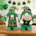 St Patricks Day Decorations - 2Pack St Patrick's Day Plush Gnomes Lucky Green Shamrock for Home - Leprechaun Doll, Irish Gifts Green St. Patricks Day Ornament Table Decor