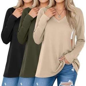 Sweetyweee 3 Pack Women's Oversize Nursing Shirts for Breastfeeding with Hidden Zippers Loose Fit Long Sleeve Maternity Tops. Size L