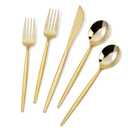 MirthMood 60 PCS Gold Plastic Silverware,Gold Disposable Utensils, disposable silverware heavy duty, 20 Forks, 20 Spoons, 20 Knives, Perfect for Party, Wedding and Daily Use