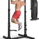 JOROTO Foldable Pull Up Dip Station, Pull Up Bar Free Standing for Home Gym, 450LBS Stable Power Tower, Adjustable Height Multifunction Pull Up Stand, Strength Training Equipment for Men Women
