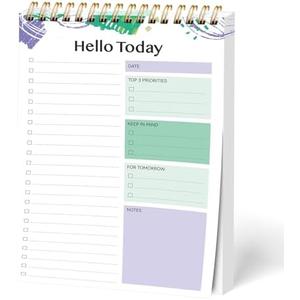 Daily To Do List Notepad - 52 Sheets Spiral Planner Checklist Notebook Work Organizer Planning Pad Perfect for Enhanced Productivity and Tasks Goal Achievement - Graffiti Purple, Set of 3