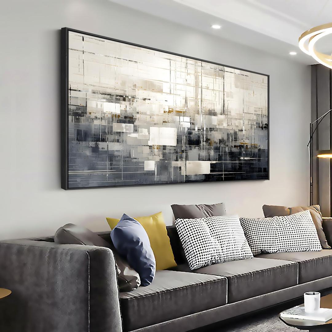 Solid wood frame abstract Wall Art Black and white abstract Framed Ready to Hang Wall Art Modern artwork Fantasy Paintings Wall Art Prints Canvas Painting 20"x40"Large Size for Living Room Bedroom Office Decoration (awork7)