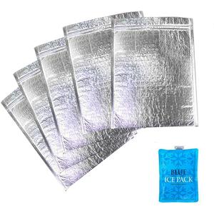 IInsulated Easy Zip Lock Resealable Aluminum Bag with ice pack Lunch Bag Sandwich Bag Hot & Cold Pouch Reusable Thermal Picnic Bag (6 x 10 Inch), SMALL, Sliver