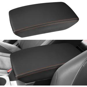 INTGET for 2026 Subaru Crosstrek/Impreza Accessories 2024 2025 Center Console Armrest Cover Leather Car Crosstrek Arm Rest Box Lid Middle Console Seat Cover Protector (Orange Stitches, 2024+)