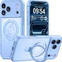 MOCCA Design for iPhone 17 Pro Max Case, Compatible with Magsafe [Premium Invisible Magnetic Ring Stand] [Military Drop Protection] Full Camera Guard Translucent Matte Slim Phone Cover,Light Blue