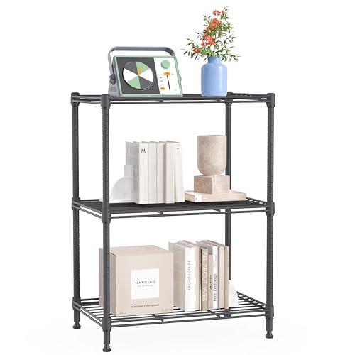 IZEUK 3 Tier Shelf, Heavy Duty Steel Wire Shelving Unit for Home, Kitchen, Laundry Room Organization, Office Storage Rack (17.7" W x 11.8" D x 26.3" H, 450LBS, Grey)