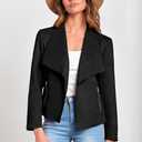 PRETTYGARDEN Women's Faux Suede Jackets 2026 Fashion Fall Clothes Long Sleeve Open Front Cropped Coat Outwear (Black, S)