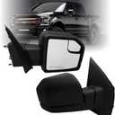 Passenger Side Mirror Compatible With 2015-2020 Ford F150 With Power Glass Non-Heated Without Turn Signals Texture Black FL3Z17682AK 3-Pins