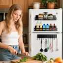 Stbhgfrxr magnetic spice rack for refrigerator, 3-pack magnetic shelf, mobile 10-hook kitchen organizer, magnetic shelves and magnetic shelf for fridge