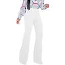 PINSV Women's High Waisted Stretchy Bootcut Pull On Dress Pants Casual Work Pants Pure White, Medium