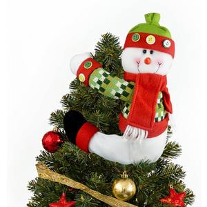 Christmas Tree Topper Snowman,Unique Holiday Xmas Decorations Funny Home Decor,Also Be Used As Curtain Tie and Hugger Wine Bottle,Red White Green