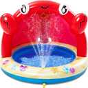 Sloosh Baby Pool Toddler Sprinkler, Crab Splash Pool with Canopy, Baby Wading Pool Inflatable Sprinkler for Learning, Childrens Water Pool Toys, Inflatable Kiddie Pool for Outdoor Summer Water