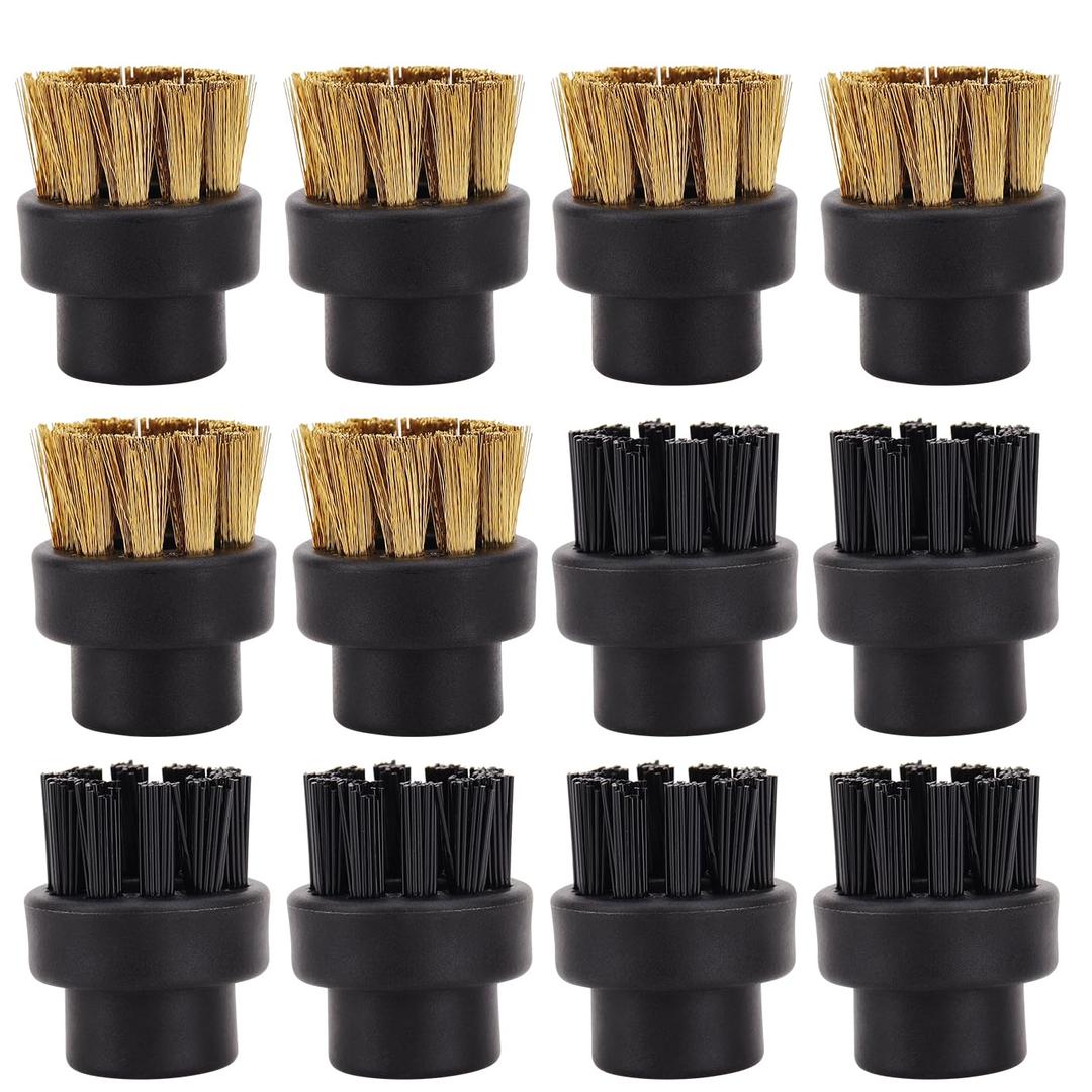 Small Brass and Nylon Brushes - Heavy Duty and Hard to Reach Places and Precision Cleaning Accessories Fit for Dupray Steam Cleaners - 12 Pack Steam Cleaner Attachments Brush Head