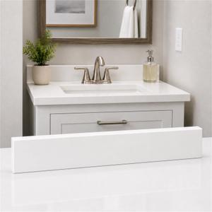 COUKIU Bathroom Vanity Sink Backsplash/Sidesplash (White Engineered Marble, 4" x 30")