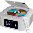 KLIM Boombox E1 - CD Player Portable Audio System + Extra BASS with Subwoofer + FM Radio, CD MP3 Bluetooth AUX USB + Wired and Wireless Mode Rechargeable Battery + Remote Control - White