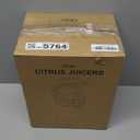 QCen Electric Citrus Juicer Squeezer, Electric Juicer for Orange, Lemon and Limes with Rubber Handle and Two Size Cones, Anti-Drip Spout, Easy to Clean and Use, BPA Free, Black/Stainless Steel