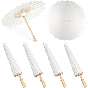 MOTOTO 4 Pieces 33 Inches White Paper Umbrellas Parasol Chinese Japanese Oiled Paper Umbrellas Decorative DIY Painting Parasol for Wedding Bridal Party Decor
