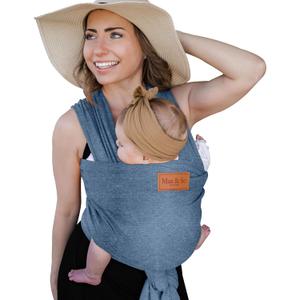 Baby Wrap Carrier - Premium Cotton Baby Carrier Wrap for Newborn to Toddler- Infant Carrier- Baby Holder One Size Fits All with Front Pocket (Grey) by Max&so (Dark Gray)