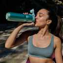 BOTTLE BOTTLE Insulated Water Bottle 24 oz with Handle and Flip Tops Lids Stainless Steel Water Bottle Push Button Lid Leak proof Portable for Running Travel Sports Hiking blue