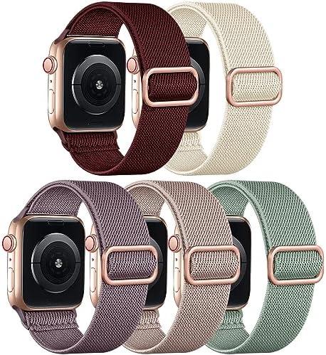 Adorve Stretchy Band Compatible with Apple Watch Bands Ultra 3/2/1 49mm 46mm 45mm 44mm 42mm 41mm 40mm 38mm Men Women, Soft Nylon Elastic Braided Strap for iWatch Series 11/10/9/8/7/6/5/4/3/SE/SE2/SE3