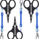 Minatee 3 Pieces Fishing Scissors, Stainless Steel Fishing Line Cutter Portable Braided Line Cutter with Titanium Coating Fishings with Hook and Retractable Coil Lanyards Accessories