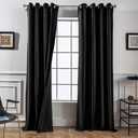 Melodieux 100% Blackout Velvet Curtains for Bedroom Living Room - Super Soft - Thermal Insulated Drapes with Black Liner, 52 by 84 Inch, Black (2 Panels)