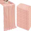 12 Pack Blush Pink Cheesecloth Table Runner 35x120 Inch Gauze Rustic Boho Table Runner 10FT Cheese Cloth for Spring Wedding Decor Birthday Party Bridal Baby Shower Table Decoration