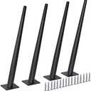 FIVEPEARS 4 PCS 16 Inch Heavy Duty Matte Black Metal Slant Angled Tapered Legs Set for Furniture, Mid Century Modern Style Feets for Coffee Table Couch Sofa Cabinet Chair Dresser Bed Desk Credenza