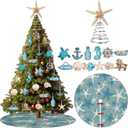 Chunful 26 Pcs Christmas Beach Decorations Wooden Beach Ocean Christmas Ornaments Resin Starfish Tree Topper 35.5 Inch Starfish Xmas Tree Skirt for Party Holiday Crafts Home