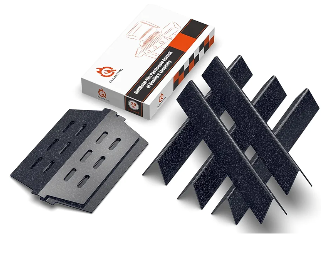 Genesis Grill Parts for Weber Genesis 300 Series Grills with Front Control Knob, Genesis E310 E320 E330 S310 S320 S330, 17.5" Flavorizer Bars and Heat Deflectors for Weber 7620 7621, Porcelain Steel