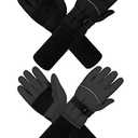 Cooraby 2 Pack Long Kids Winter Ski Gloves Waterproof Warm Snow Gloves Thick Unisex Mitten Gloves for Girls Boys, One Size