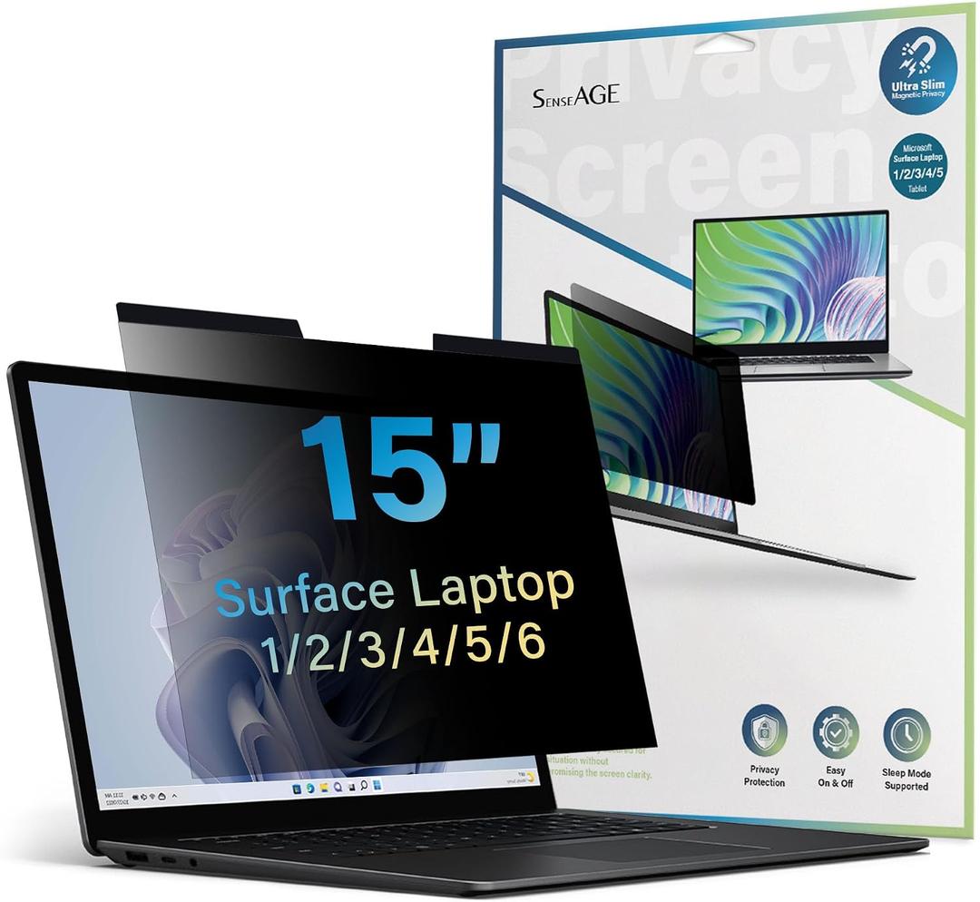 SenseAGE Magnetic Privacy Screen Protector for Surface Laptop 15 inch (6/5/4/3/2/1), Removable Anti-Glare Blue Light Filter, Compatible with Surface Laptop 15"