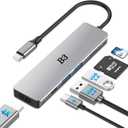 USB C Hub 6-in-1 Multi-Port Adapter with 4K@60Hz HDMI, 100W PD, 2 USB A Data Ports, and SD/TF Card Reader Aluminum Type-C Hub for MacBook Air/Pro M1/M2, iPhone 17 Pro Max, Surface Go, XPS, iPad