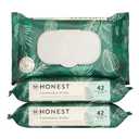 The Honest Company Flushable Wipes for Sensitive Skin | Fragrance Free, Hypoallergenic, 99% Water, Safe to Flush | pH Balanced Feminine Wipes | Tropical Leaves, 126 Count (42 Count (Pack of 3))