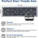 Vintage Boho Stair Treads Non Slip Carpet Stair Treads for Wooden Steps Indoor 15PCS 30"x8" Stair Runner TPR Backing Mats Safety Staircase Step Treads for Elders Kids Dogs Black