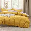 Bedsure Mustard Yellow Duvet Cover King Size - 3 Pieces Prewashed Cotton-Like Extra Soft Bedding Set, Includes 1 Duvet Cover 104x90 Inches with Zipper Closure & 2 Pillow Shams, Comforter Not Included