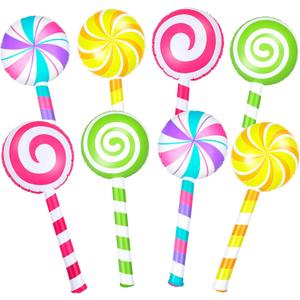 Poen 8 Pcs Large Inflatable Lollipop 29.53 Inch Candy Birthday Party Decorations Inflatable Giant Lollipop Prop Candy Shape Balloons for Themed Party Favors(Vintage)