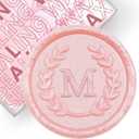 50Pcs Pink Letter M Adhesive Wax Seal Stickers, Hand-Made, No Need Seal Stamp, Tear and Use Wax Stickers for Wedding Invitations, Envelopes, Christmas Gift