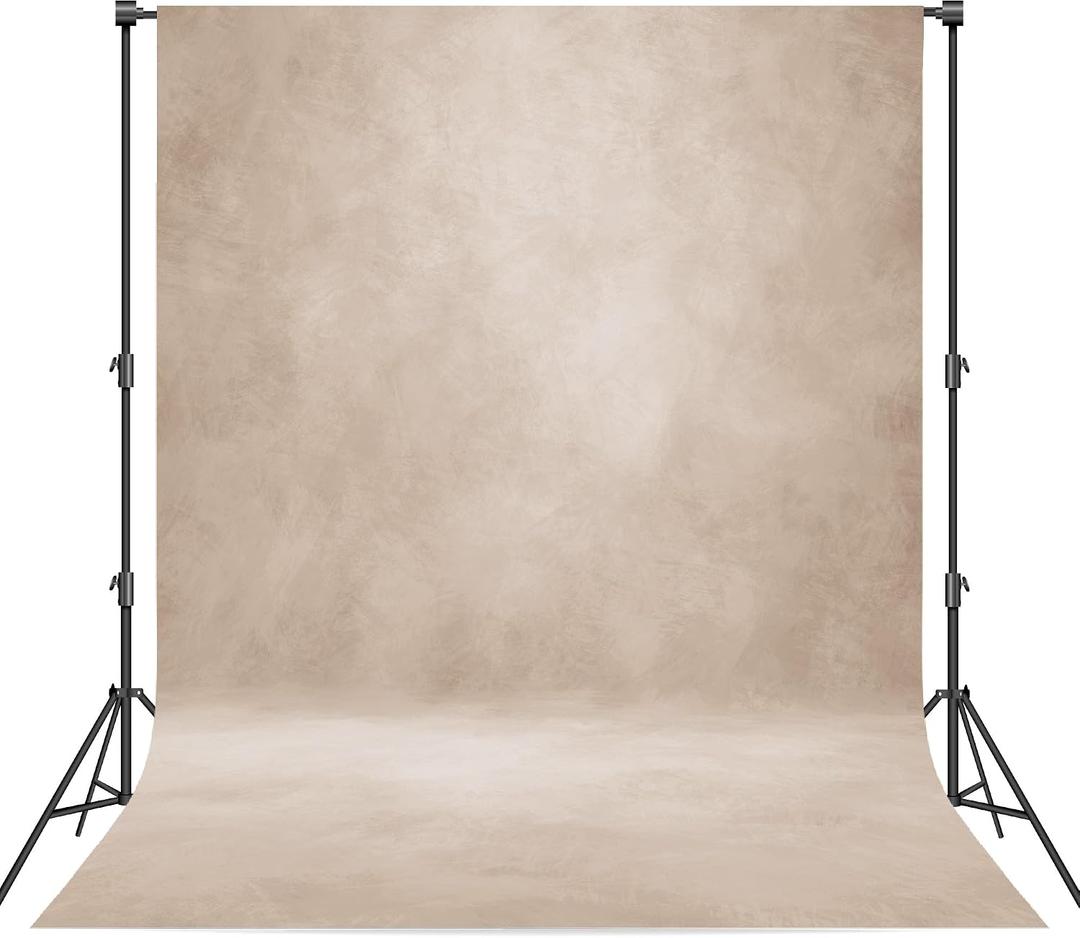Abstract Professional Photography Backdrop for Portrait Photo Props Booth Background Photoshoot Studio with Polyester Fabric Roller Pocket on Top (6x8ft, Beige, No Stand)