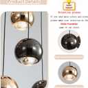 ykolupty Chandeliers for Dining Room Flush Mount Dimmable Round Ceiling Light for Living Room 15 Lights Crystal Raindrop Chandelier D24''xH118'', Ball 15-light