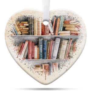 Book Lovers Gifts, Book Ornament for Christmas Tree, Book Lover Christmas Ornaments, Ceramic Ornament (Book)