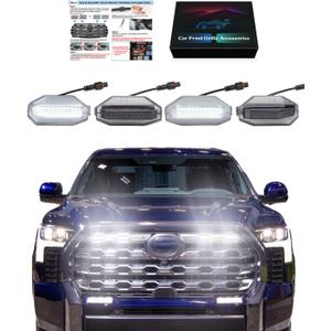 Front Bumper LED Grill Lights for Toyota Tundra 2026 2025-2022 Raptor Marker Lights Bars fit Platinum 1794 Edition OEM Grille 3rd Gen Tundra Exterior Accessories (White)