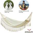 CHULIM Brazilian Double Hammock with Tree Straps,Extra Large 94x63IN, 2 Persons Hammock for Backyard Patio Outdoor Indoor,450lbs Weight Capacity,Soft Woven Cotton Fabric - Natrual White with Tassels