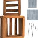 Set of 2 Wooden Orchid Baskets with Hangers, Hanging Vanda Baskets for Outside