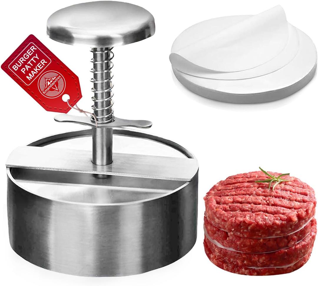 Hamburger Press Patty Maker,304 Stainless Steel Burger Press Patty Maker, Non-Stick Patty Maker for Beef, Hamburger Patties, Meat (5.5inch)