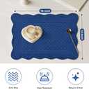 6 PC Quilted Placemats, 18"X13"Extra Large Cotton Placemats Set of 6, 100% Cotton Fabric Washable Cloth Table Mats for Kitchen & Dining Table - Soft &Easy Clean(Sapphire Blue, Rectangular)