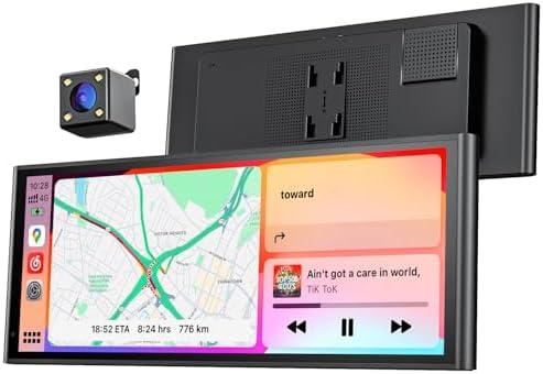9.26" Carplay Screen for Car, Wireless Portable Car Play Screen for Apple CarPlay & Android Auto, OTA Updates, Backup Camera, Bluetooth 5.0, Mirror Link, Voice Control, GPS Navigation, FM
